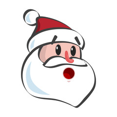 Surprised Cartoon Head Santa Claus Portrait. Isolated Vector Elements. White background.