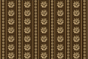 beige background with a pattern of metal flowers closeup
