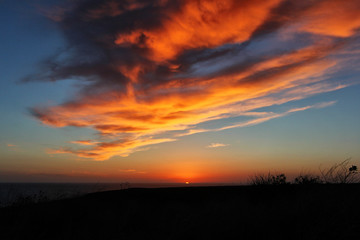 Coucher de soleil à la pointe du Raz en Bretagne