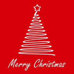 Merry Christmas Weihnachtsbaum auf rotem Hintergrund