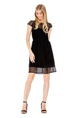 Fototapeta premium Fashion photo of young magnificent woman wearing fashionable summer clothes