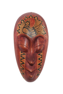 The African wooden mask on a white background