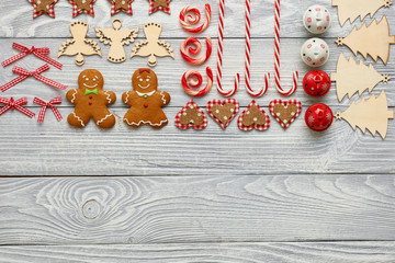 Christmas homemade decoration flat lay