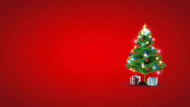 isolated christmas tree with gift 3d holiday xmas animation winter background