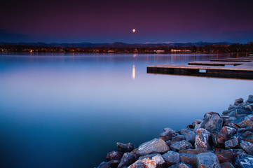 Moonset over metro Denver, Colorado