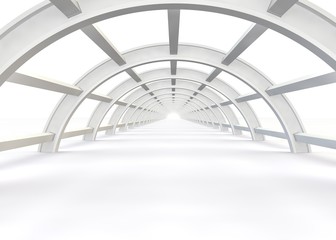 Abstract futuristic white bridge. 3D illustration