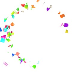 Multi-colored confetti flying in a circle