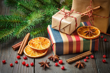 Christmas gift box with decoration