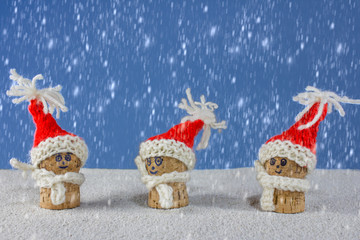 Christmas-hats and snow.