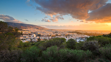 View of Athens from Lycabettus Hill, Greece.