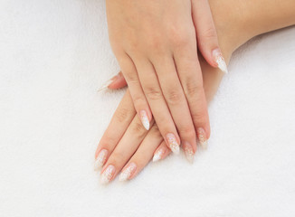 Beautiful female hands with french manicure