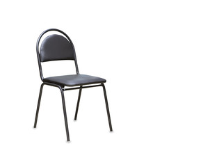 The office chair from black leather. Isolated