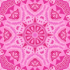 Pink seamles mandala vector pattern