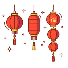 Fototapeta na wymiar Chinese lanterns set