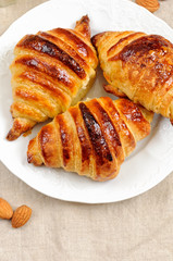 Fresh homemade unfilled croissants for breakfast