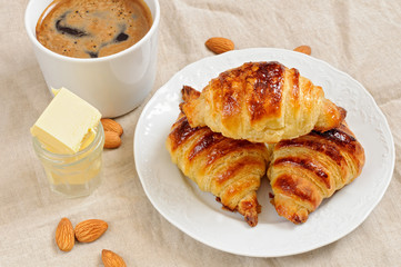 Fresh homemade unfilled croissants for breakfast