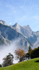 a view of the Swiss Alps near Maienfeld during fall