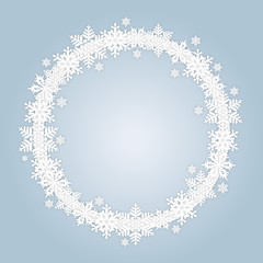 Snowflakes winter round frame with custom text place - 127488921