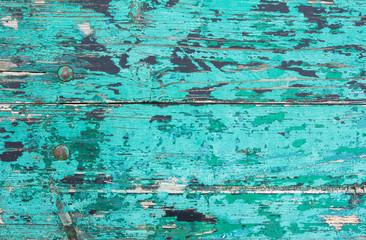 Background from boards painted in turquoise color