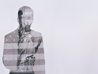 Double exposure concept with businessman silhouette