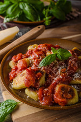 Roasted gnocchi with tomato souce