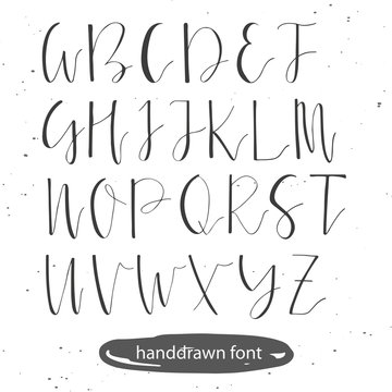 Unique hand drawn font. Vector illustration