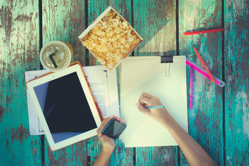Education outside the classroom on the old wooden floor.