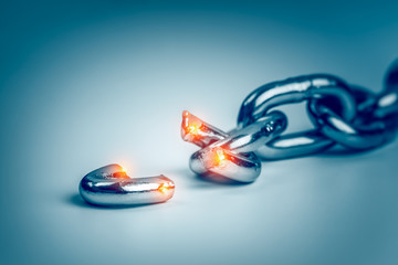 conflict in business concept with broken chain