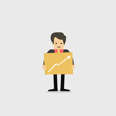 Businessman stand with Board, vector illustrator