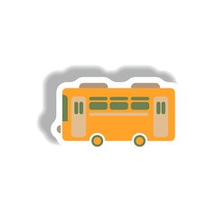 stylish icon in paper sticker style retro bus