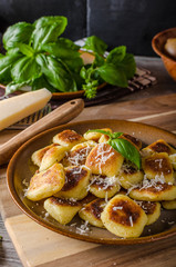 Crispy gnocchi with cheese and herbs