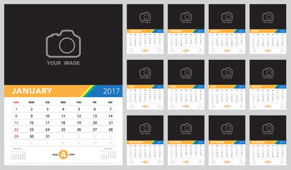 Calendar 2017 vector template ,Calendar design on white backgrou