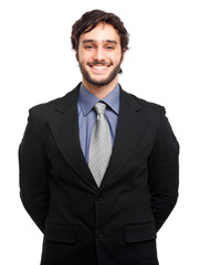 Smiling businessman isolated on white