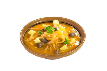 Fresh turnip stew - jota isolated on white