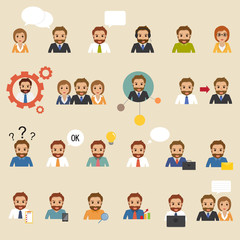 set of business people character at office work