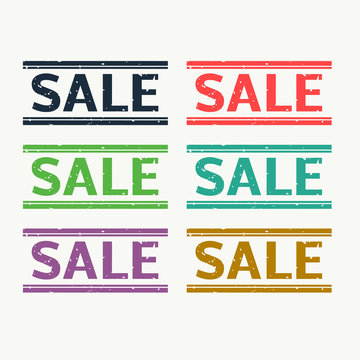 sale rubber stamp set in six different colors