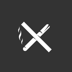 No smoking icon on black background. Vector logo