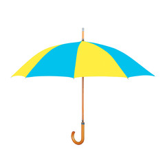Modern umbrella in Ukrainian flag colors isolated on white background.
