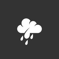 Rain icon on black background. Weather vector logo