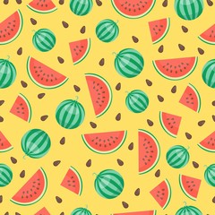 Fruits watermelon seamless patterns vector