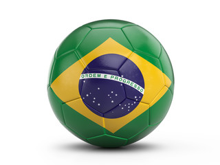 Fototapeta premium Soccer ball Brazil flag