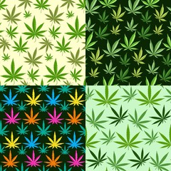 Marijuana background  set seamless patterns