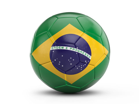 Soccer ball Brazil flag