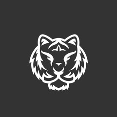 Tiger icon on black background. Animal vector logo