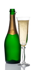 bottle and glasses of champagne