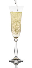 is poured into a glass champagne