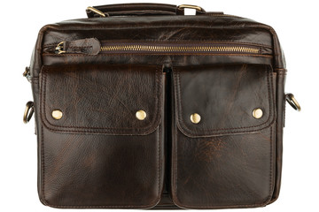 Brown modern leather briefcase