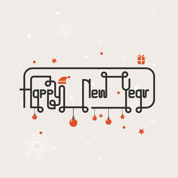 Happy new year lettering abstract background.