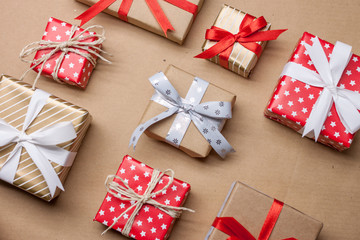 christmas presents laid on craft paper