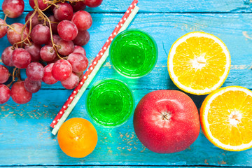 drink an estragon in a glass on a table, selective focus